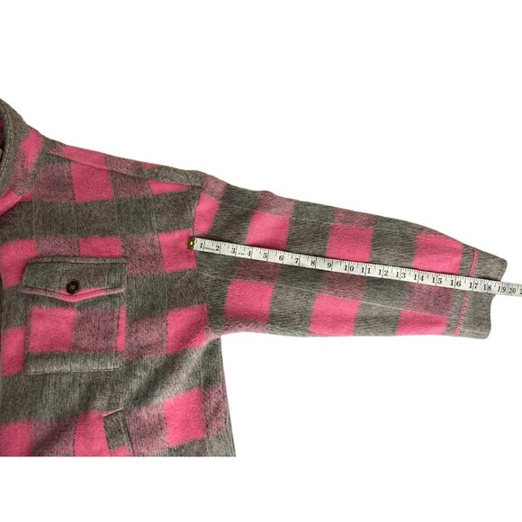 Vanilla Bay Womens Plaid Button-Up Jacket 1X Pink/Gray Polyester - Picture 8 of 9